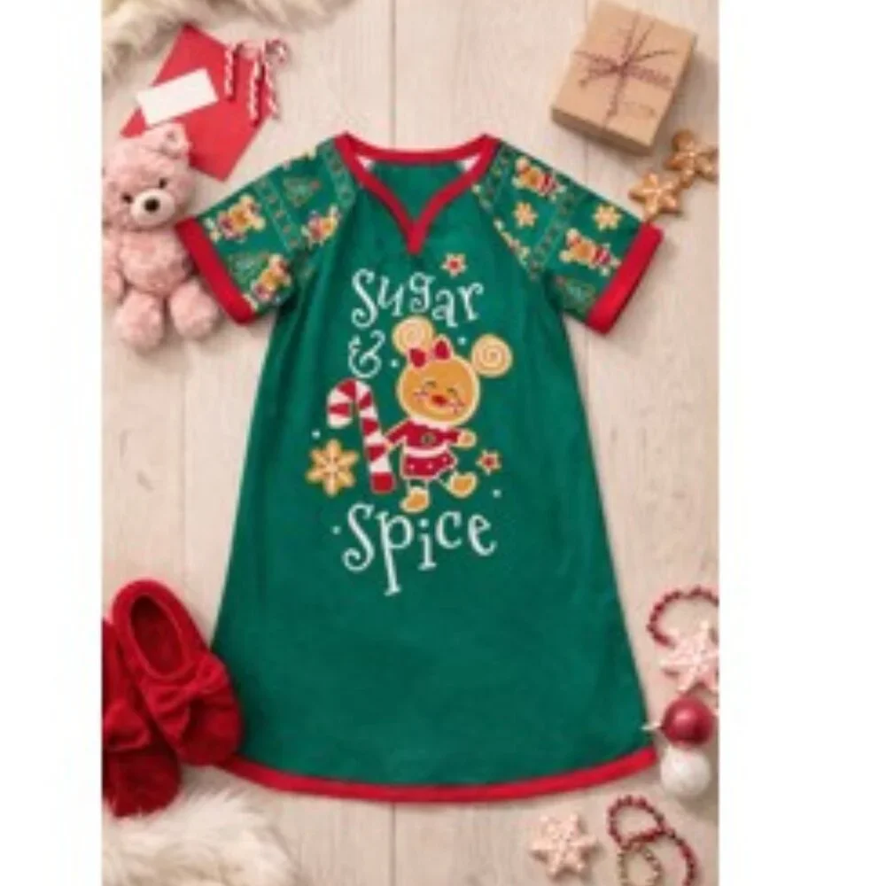 Disney NWT Size 4 Toddler Girls Sugar & Spice Gingerbread Minnie Nightgown PJs - Picture 4 of 4